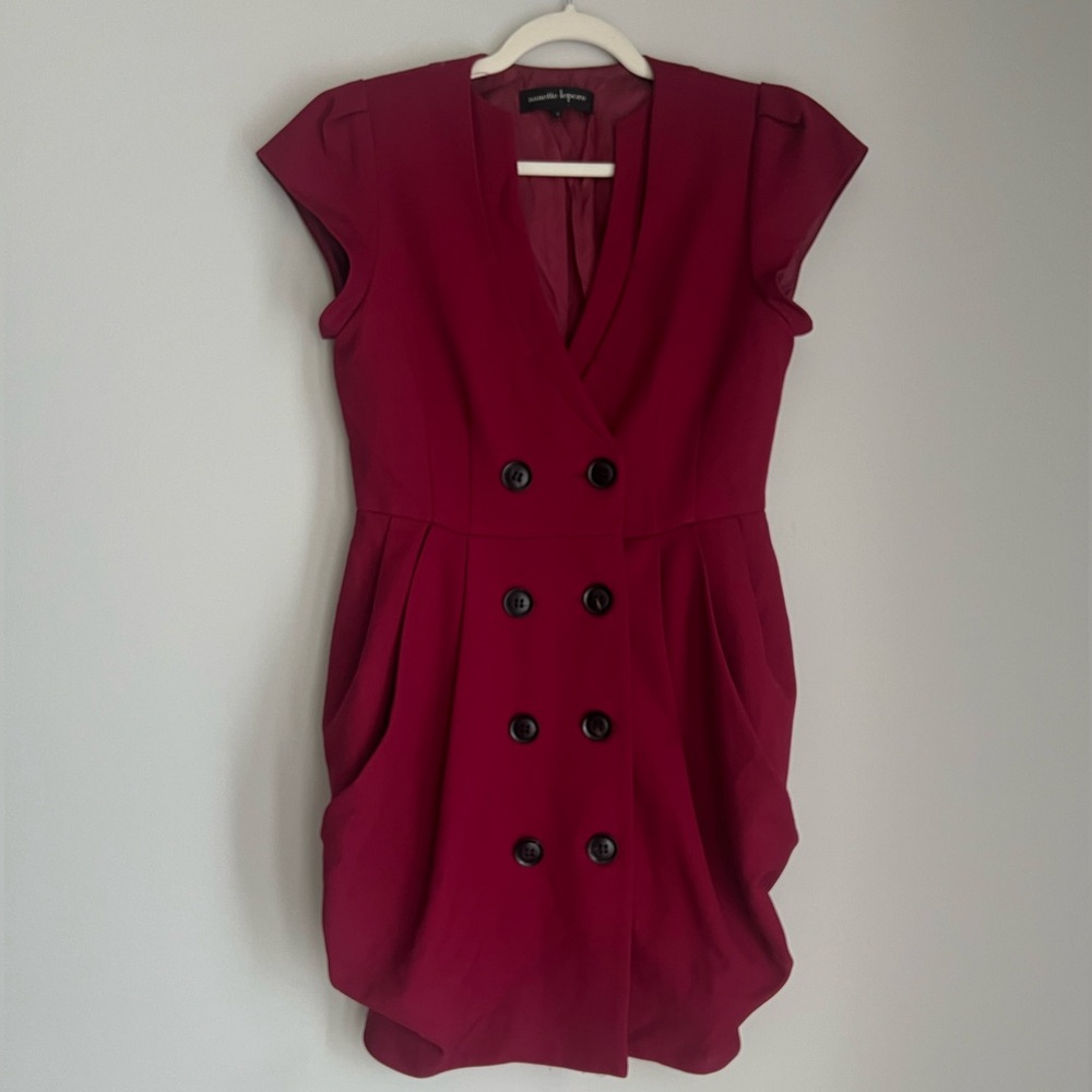 Nanette Lepore Burgundy Double-Breasted Mini Dress